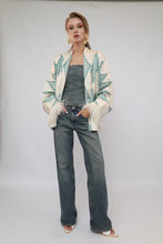 Load image into Gallery viewer, 85% Silk Green Romb Mini Kimono With Feathers