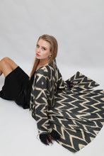 Load image into Gallery viewer, 85% Silk Black Maxi Kimono With Feathers "Midnight Enchantment"