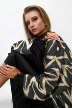 Load image into Gallery viewer, 85% Silk Black Maxi Kimono With Feathers "Midnight Enchantment"