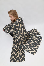 Load image into Gallery viewer, 85% Silk Black Maxi Kimono With Feathers "Midnight Enchantment"