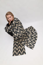 Load image into Gallery viewer, 85% Silk Black Maxi Kimono With Feathers "Midnight Enchantment"