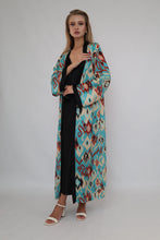 Load image into Gallery viewer, 70% Silk Printed Ikat Lightweight Kimono "Ocean Sands"