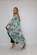 Load image into Gallery viewer, 70% Silk Printed Ikat Lightweight Kimono "Ocean Sands"