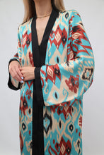 Load image into Gallery viewer, 70% Silk Printed Ikat Lightweight Kimono "Ocean Sands"