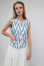 Load image into Gallery viewer, 100% Cotton Blue Ikat Waistcoat