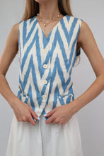 Load image into Gallery viewer, 100% Cotton Blue Ikat Waistcoat