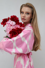 Load image into Gallery viewer, 100% Cotton Pink Mini Kimono With Feathers