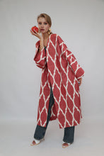 Load image into Gallery viewer, 100% Cotton Red Maxi Ikat Kimono No Feathers
