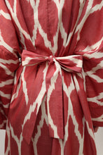 Load image into Gallery viewer, 100% Cotton Red Maxi Ikat Kimono No Feathers
