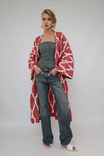 Load image into Gallery viewer, 100% Cotton Red Maxi Ikat Kimono No Feathers