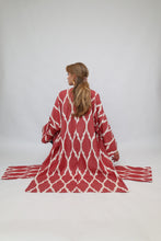 Load image into Gallery viewer, 100% Cotton Red Maxi Ikat Kimono No Feathers