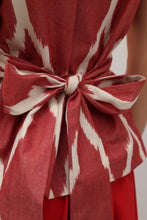 Load image into Gallery viewer, 100% Cotton Red Ikat Blouse With Belt