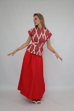 Load image into Gallery viewer, 100% Cotton Red Ikat Blouse With Belt