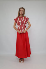 Load image into Gallery viewer, 100% Cotton Red Ikat Blouse With Belt