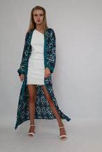 Load image into Gallery viewer, 100% Cotton Printed Ikat Green Lightweight Kimono "Lagoon Breeze"