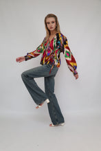 Load image into Gallery viewer, 100% Silk Vintage Long Sleeve Blouse Red Heart