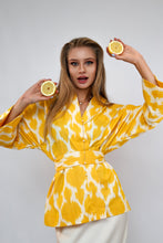 Load image into Gallery viewer, 100% Cotton Yellow Mini Kimono with no feathers