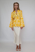 Load image into Gallery viewer, 100% Cotton Yellow Mini Kimono with no feathers