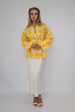 Load image into Gallery viewer, 100% Cotton Yellow Mini Kimono with no feathers