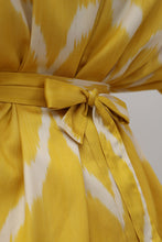 Load image into Gallery viewer, 85 % Silk Yellow Mini Kimono With Feathers