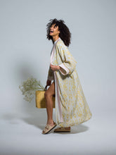 Load image into Gallery viewer, 100% Silk Ikat Kimono "Yellow Diamond"