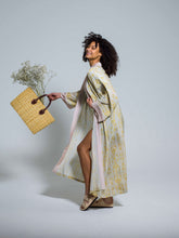 Load image into Gallery viewer, 100% Silk Ikat Kimono "Yellow Diamond"