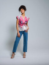 Load image into Gallery viewer, 100% Cotton Wrapped Blouse "Blooming Orchid"