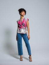 Load image into Gallery viewer, 100% Cotton Wrapped Blouse "Blooming Orchid"