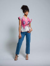 Load image into Gallery viewer, 100% Cotton Wrapped Blouse "Blooming Orchid"