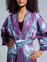 Load image into Gallery viewer, Belted 100% Cotton Maxi Kimono "Mysterious Dawn"