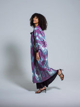 Load image into Gallery viewer, Belted 100% Cotton Maxi Kimono "Mysterious Dawn"