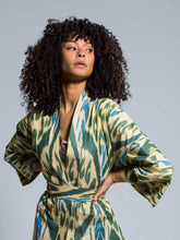 Load image into Gallery viewer, Belted 100% Cotton Maxi Kimono "Northen Lights"