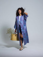 Load image into Gallery viewer, Belted 85% Silk Maxi Kimono "Celestial Dream"