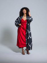 Load image into Gallery viewer, Belted 100% Silk Maxi Kimono "Mystical Midnight"