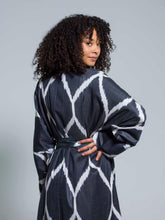 Load image into Gallery viewer, Belted 100% Silk Maxi Kimono "Mystical Midnight"