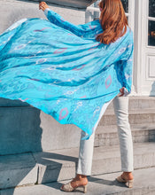 Load image into Gallery viewer, blue silk ikat kimono