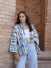 Load image into Gallery viewer, 100% Cotton Short Kimono "Cote d'Azur"