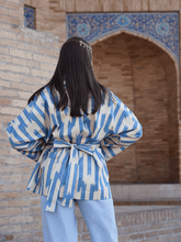 Load image into Gallery viewer, 100% Cotton Short Kimono "Cote d'Azur"