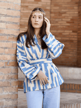 Load image into Gallery viewer, 100% Cotton Short Kimono "Cote d'Azur"