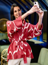 Load image into Gallery viewer, Belted 85% Silk Short Kimono "Pure Passion"