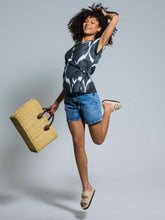 Load image into Gallery viewer, 85% Silk Wrapped Blouse "Mystical Midnight"