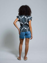 Load image into Gallery viewer, 85% Silk Wrapped Blouse "Mystical Midnight"