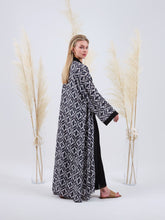Load image into Gallery viewer, black silk ikat kimono