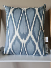 Load image into Gallery viewer, blue-ikat-pillow-silkandcotton