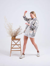 Load image into Gallery viewer, cotton grey pink ikat jacket
