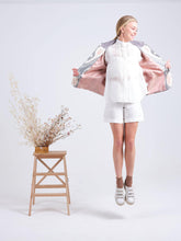 Load image into Gallery viewer, cotton grey pink ikat jacket