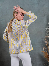 Load image into Gallery viewer, yellow grey silk blazer jacket