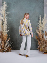Load image into Gallery viewer, yellow grey silk blazer jacket