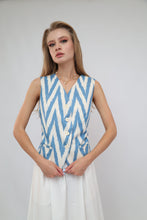 Load image into Gallery viewer, 100% Cotton Blue Ikat Waistcoat
