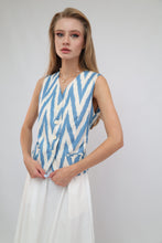 Load image into Gallery viewer, 100% Cotton Blue Ikat Waistcoat
